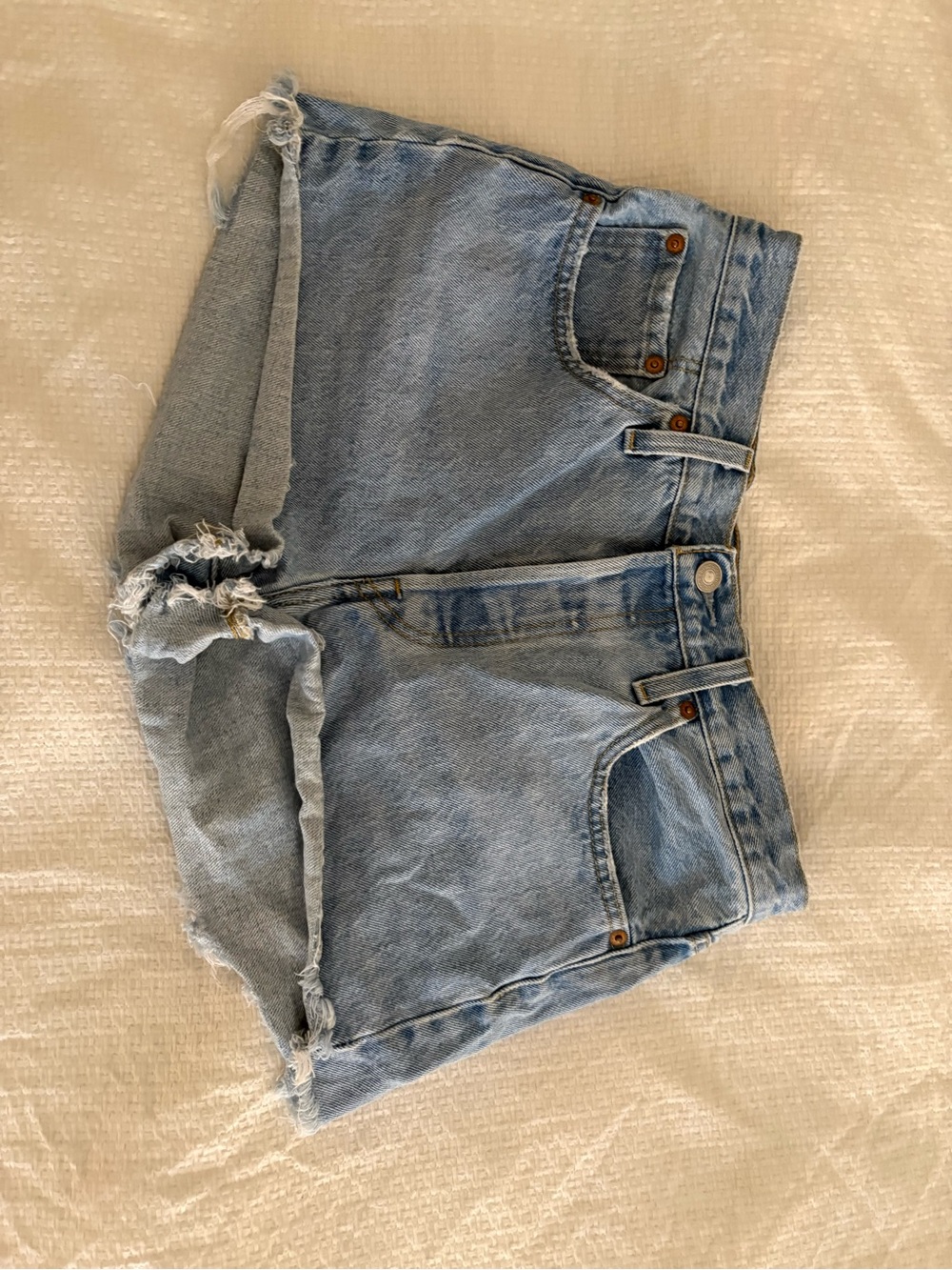 Levi's Light Blue Distressed Denim Jean Shorts